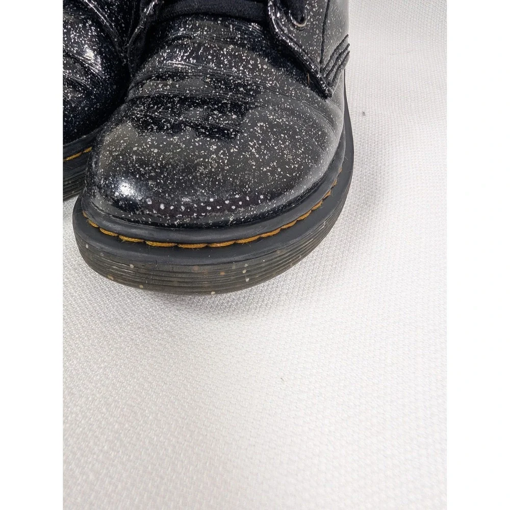Dr Martens Kids Black‎ Glitter Lace Up Boots Sz US 1 Side Zip Combat 1460 J